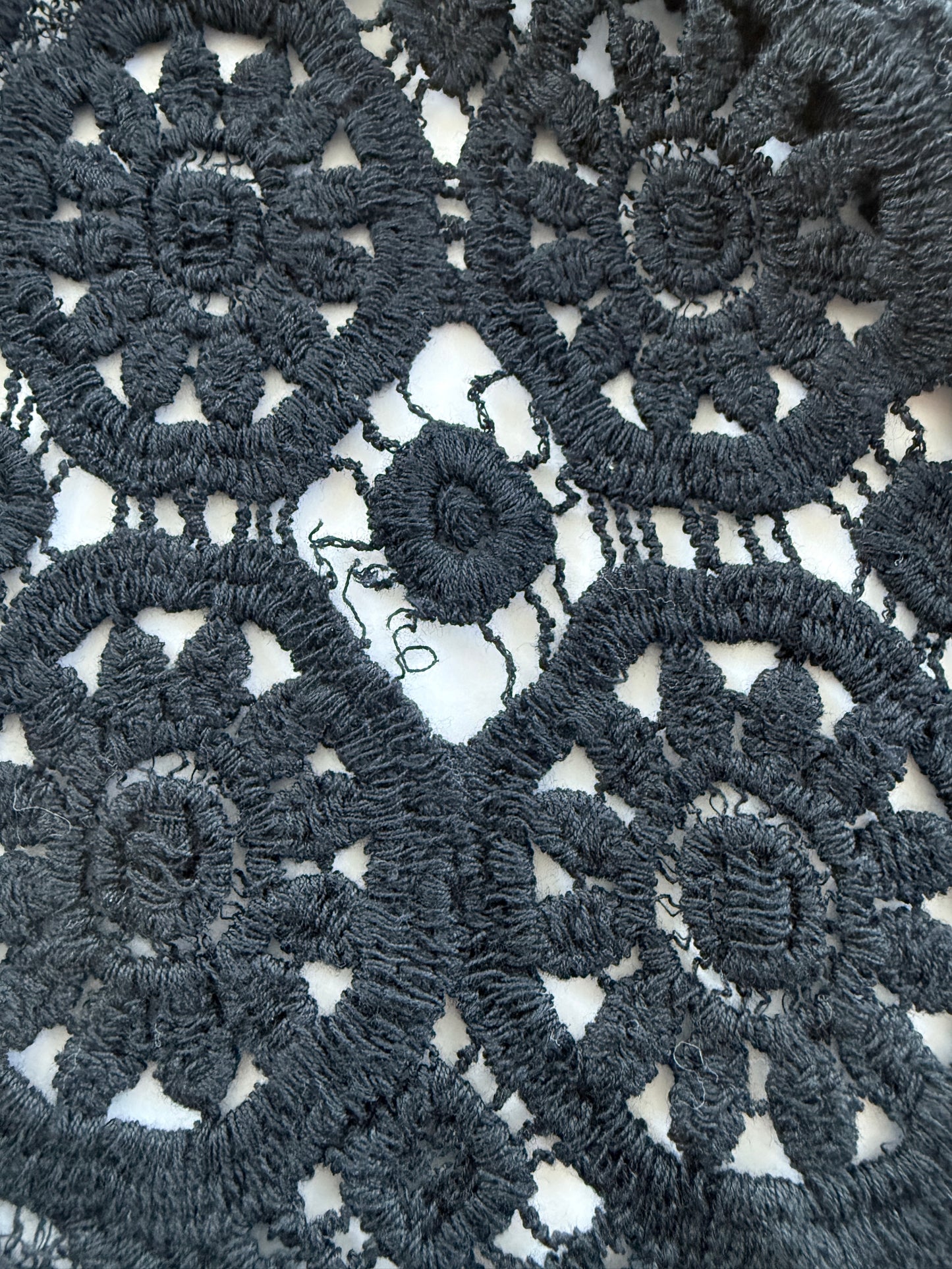 Black Cotton Crochet V-Neck Vest Top