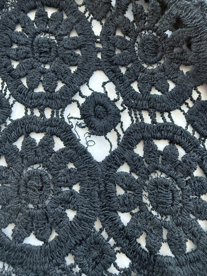 Black Cotton Crochet V-Neck Vest Top