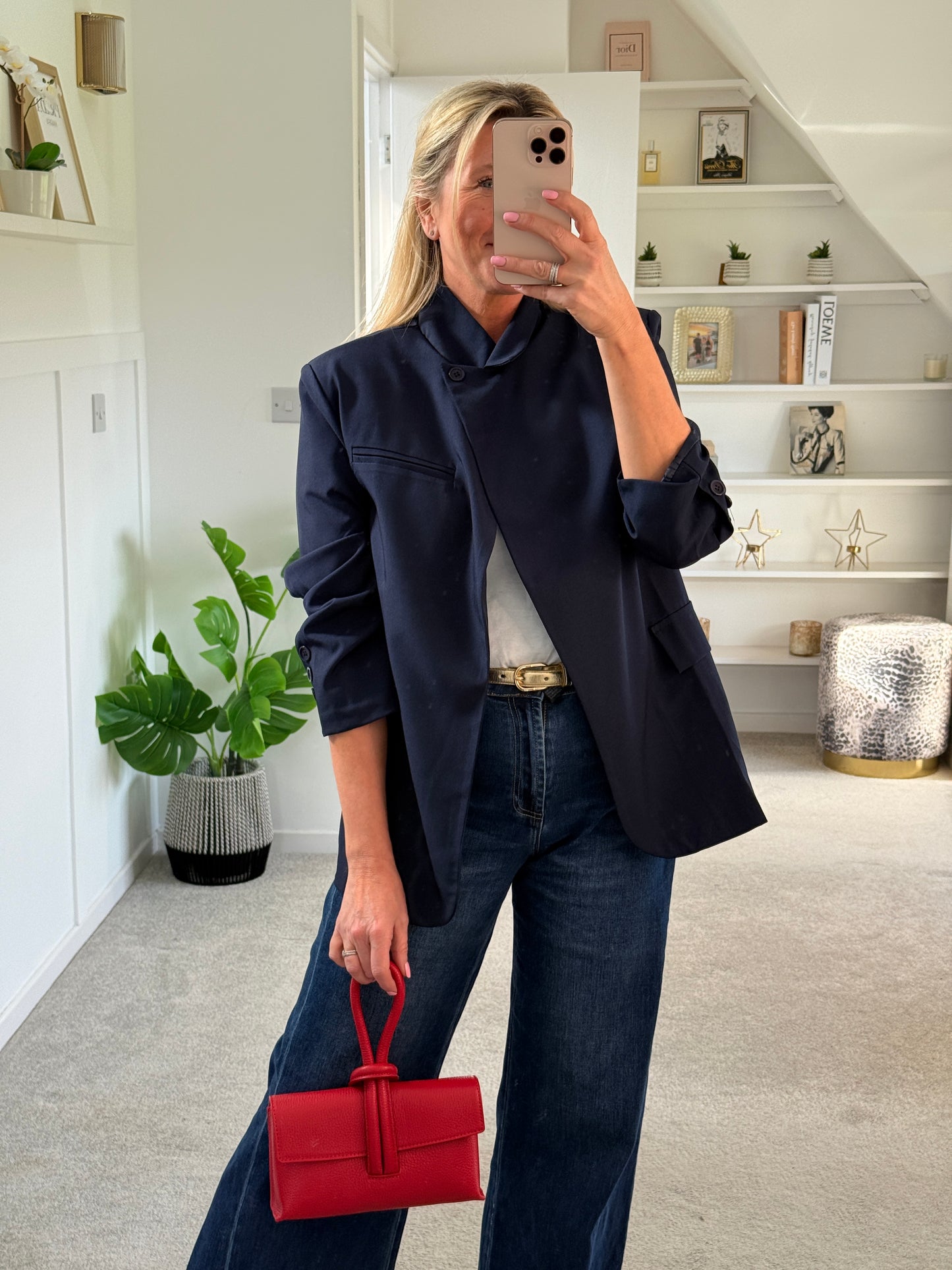 NEW Navy Single Button Plain Blazer