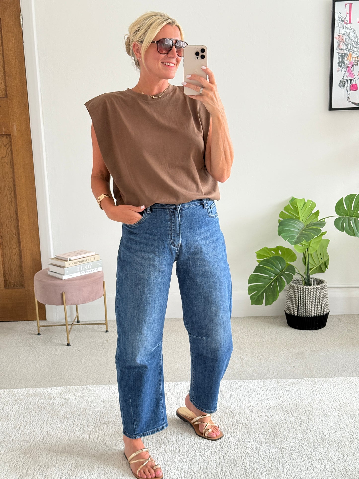 Chocolate Structured Shoulder T-Shirt