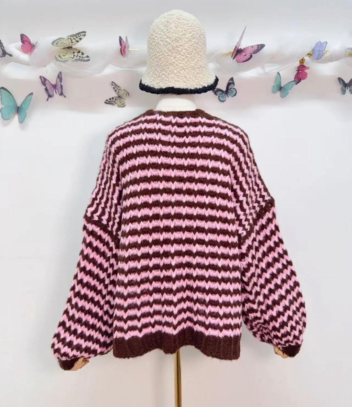 Red/Pink Cosy Stripe Cardigan