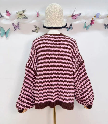 Red/Pink Cosy Stripe Cardigan