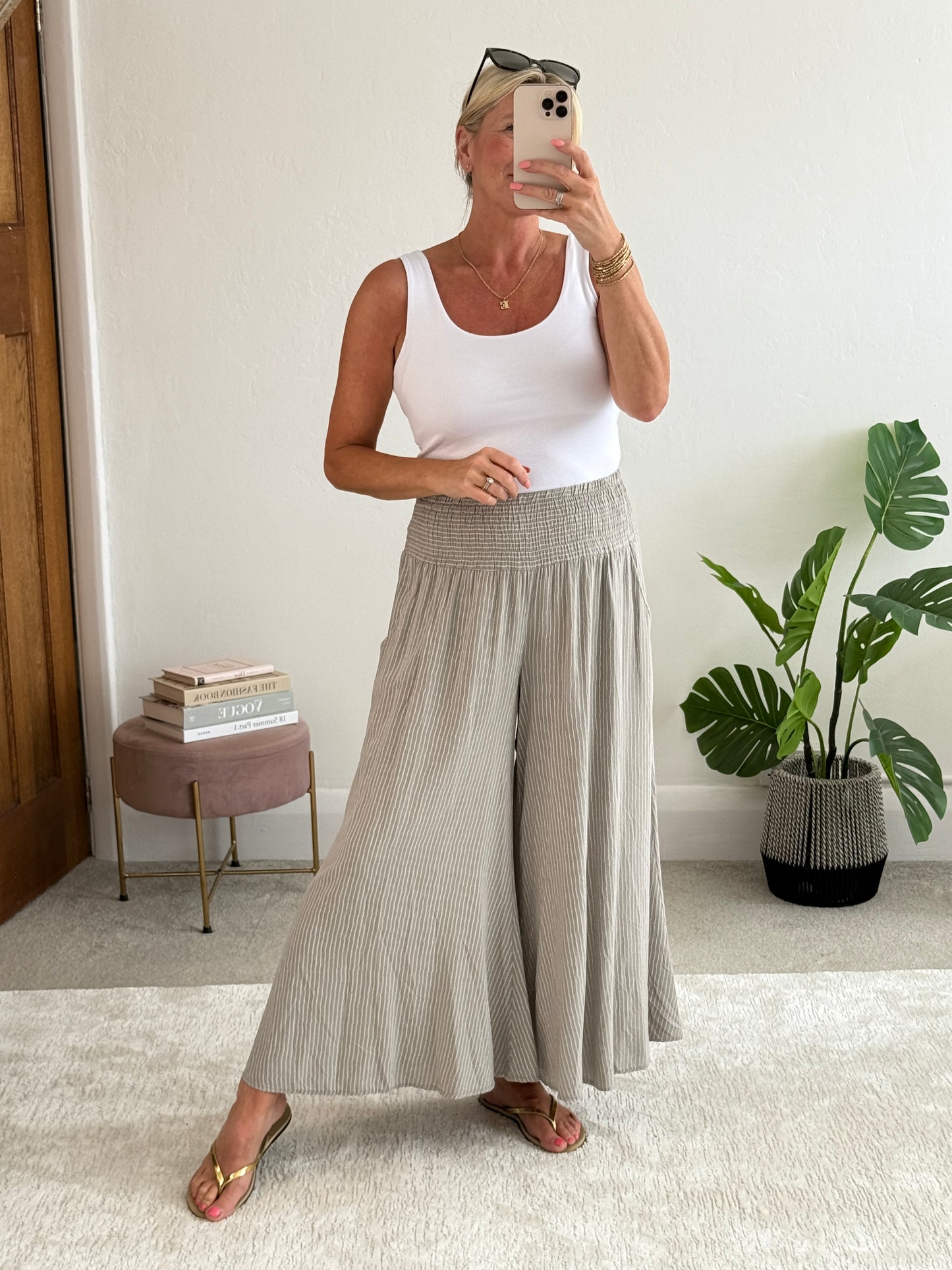 Mocha Stripe Palazzo Culottes