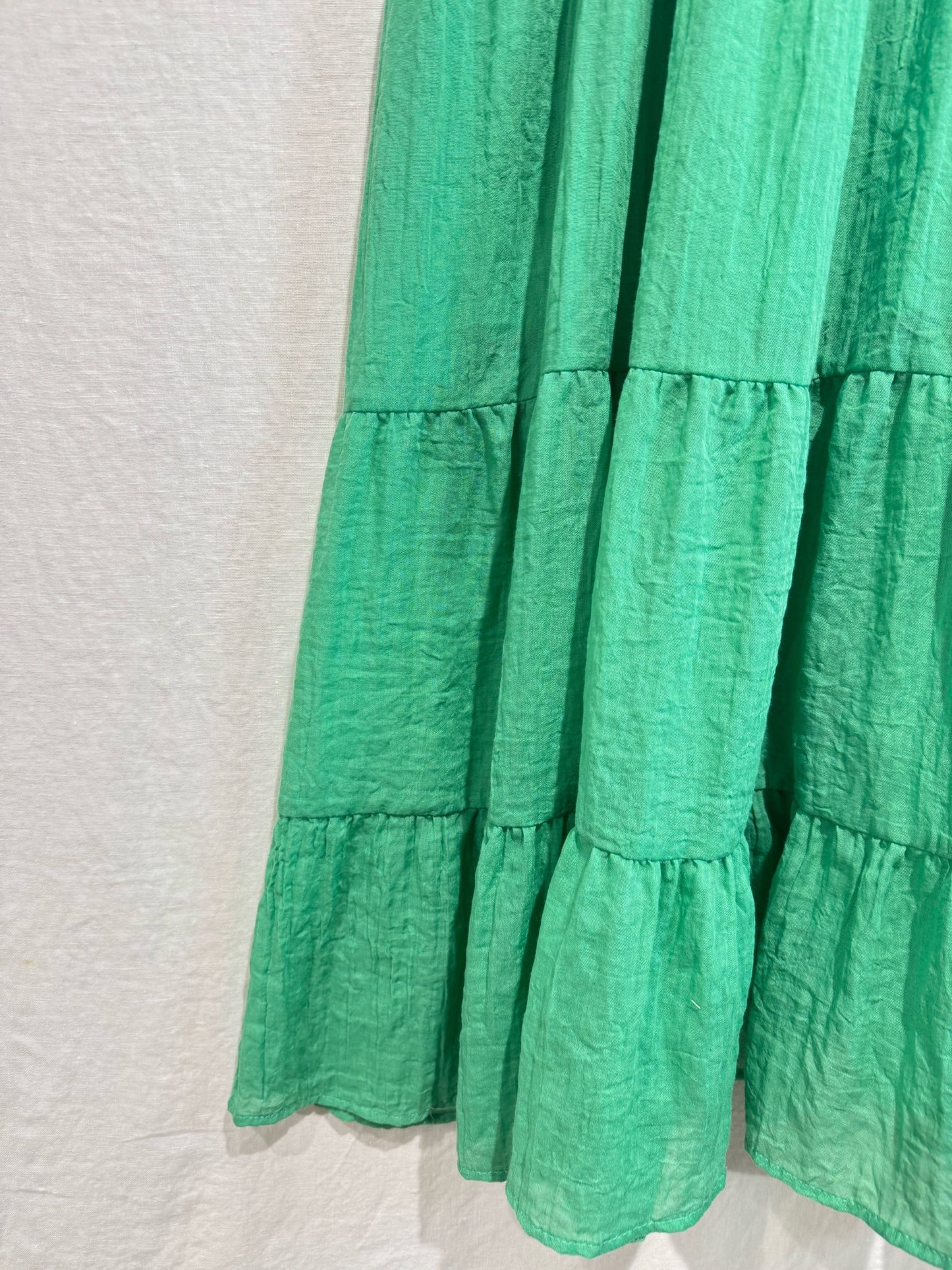 Kelly Green Tie Strap Tiered Maxi Dress