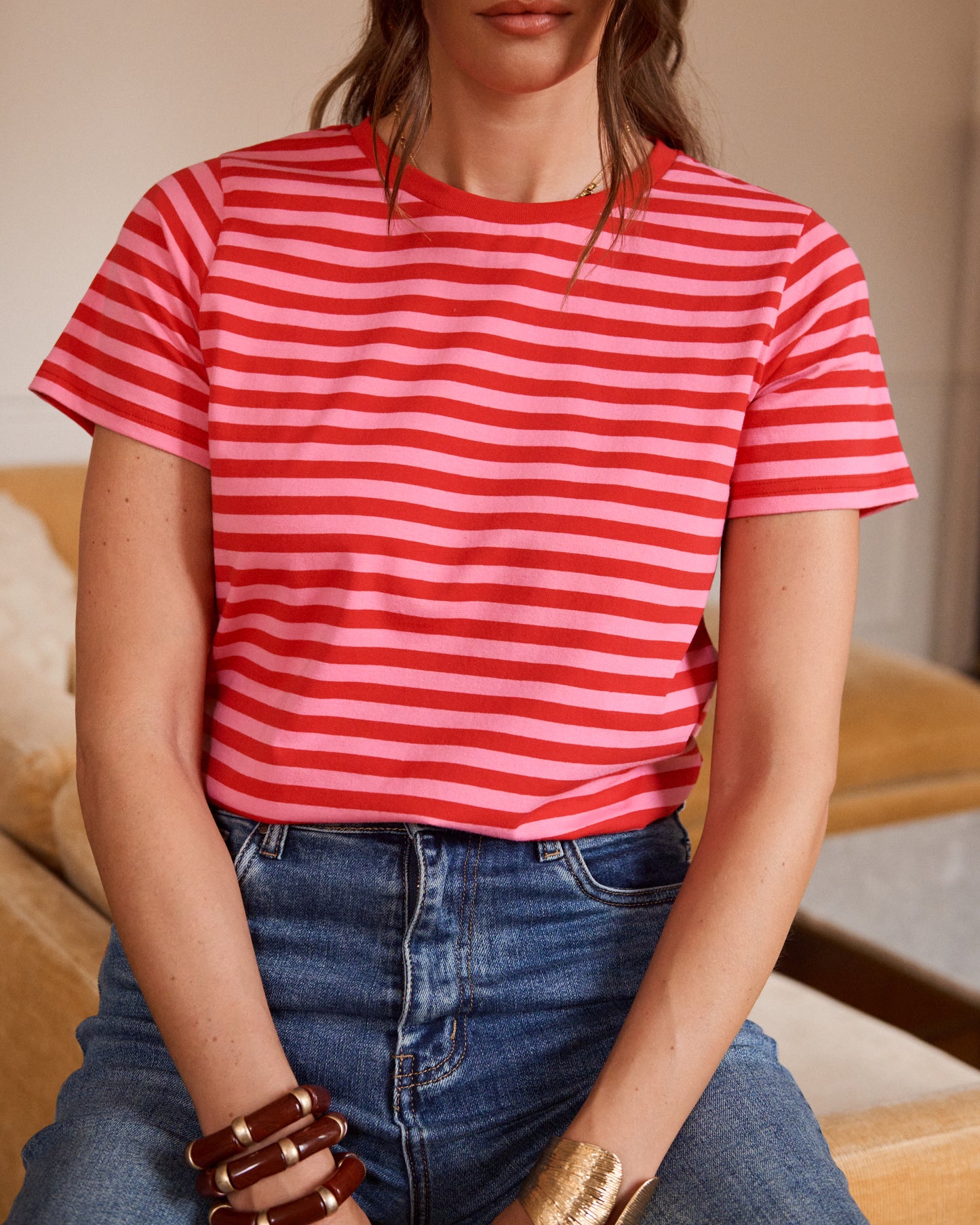 Pink/Red Stripe Classic T-Shirt
