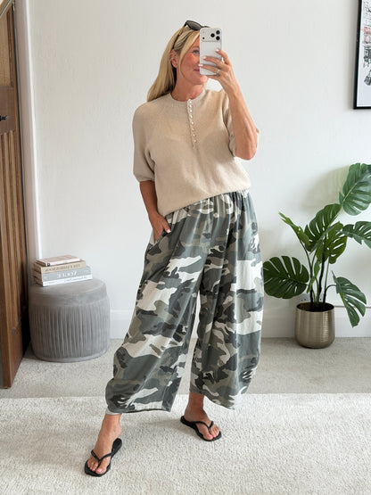 Camouflage Print Cocoon Trousers