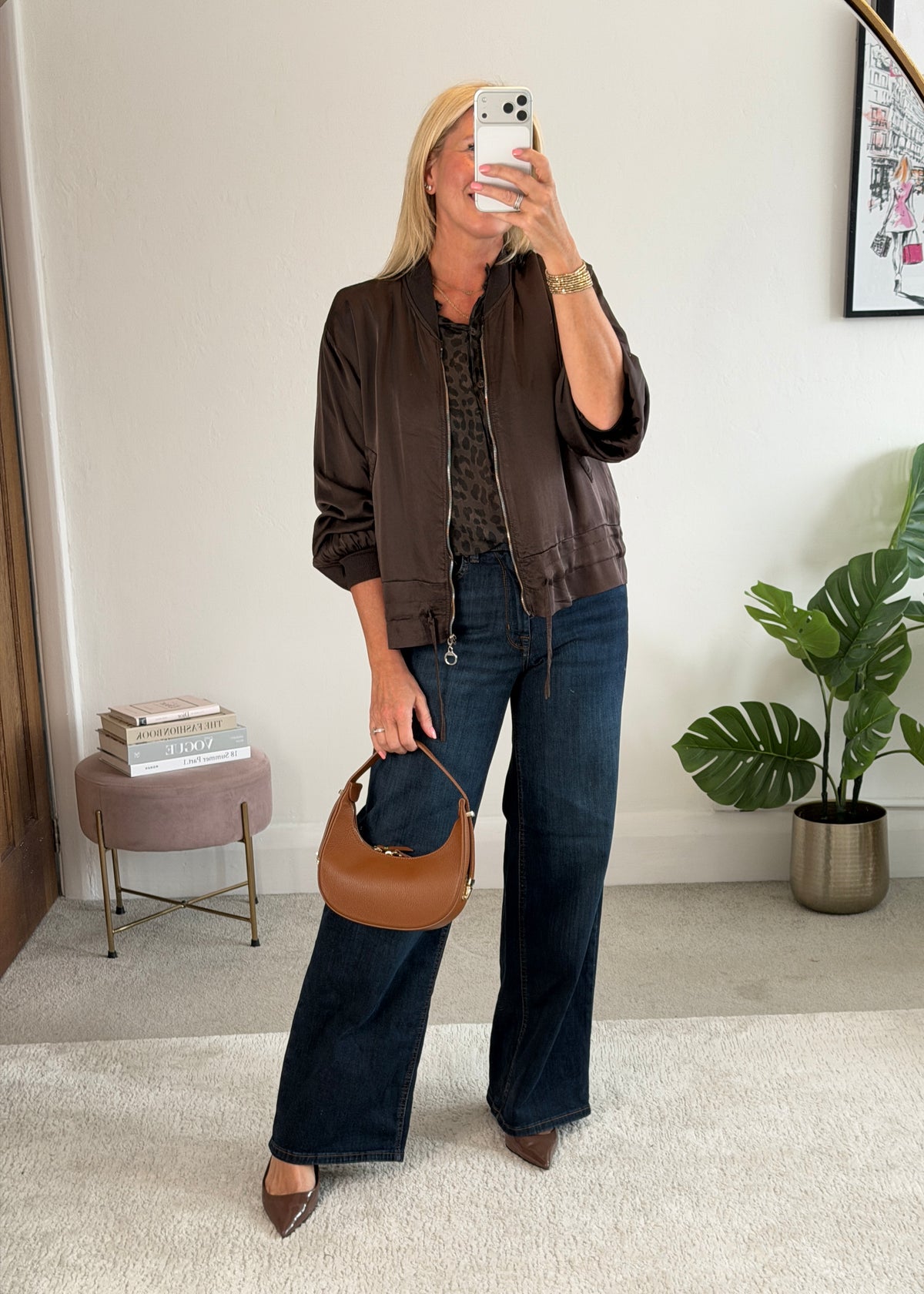 Chocolate Satin Drawstring Bomber Jacket