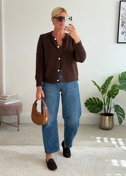 Chocolate Alpaca Mix Button Cardigan