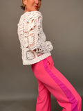 Coral/Pink Stripe Wide Leg Trousers