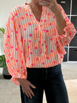 Heart Striped Cheesecloth Blouse