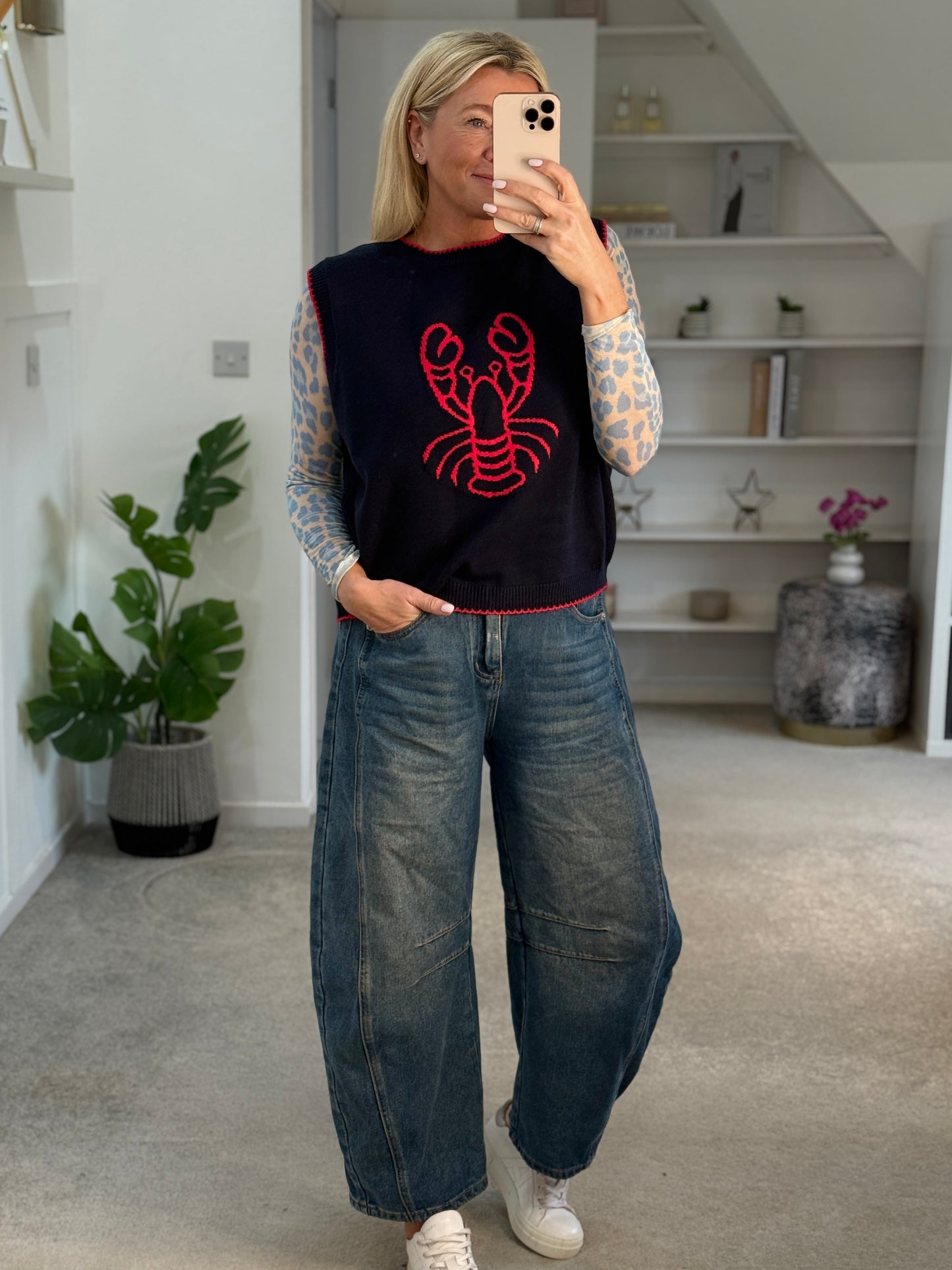 Navy/Red Lobster Motif Tank Top