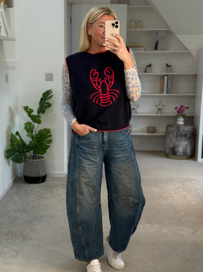 Navy/Red Lobster Motif Tank Top