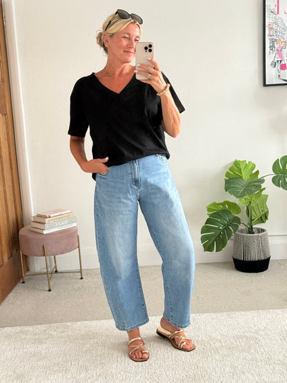 Black Relaxed V-Neck T-Shirt