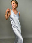 Silver Satin Slip Dress