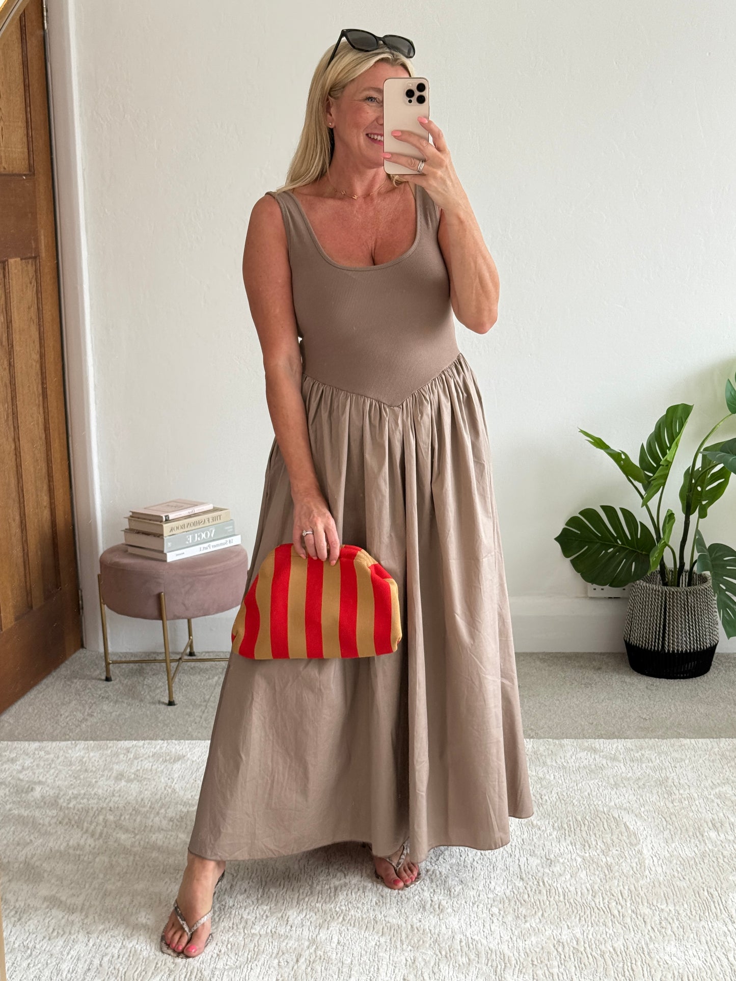 Mocha V Waist Pocket Maxi Dress