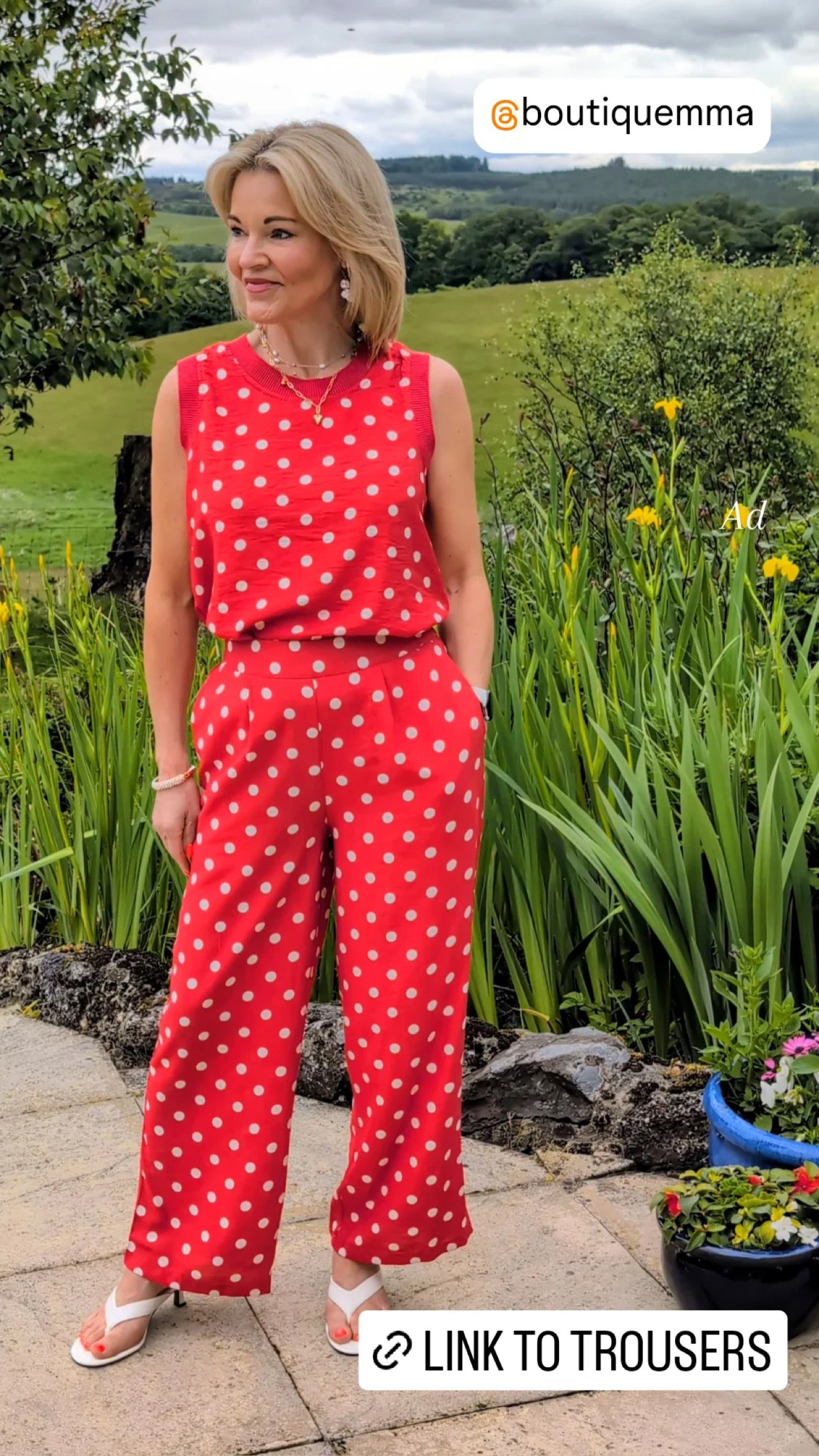 Red/White Polka Dot Wide Leg Trousers (Co-ord Avail)