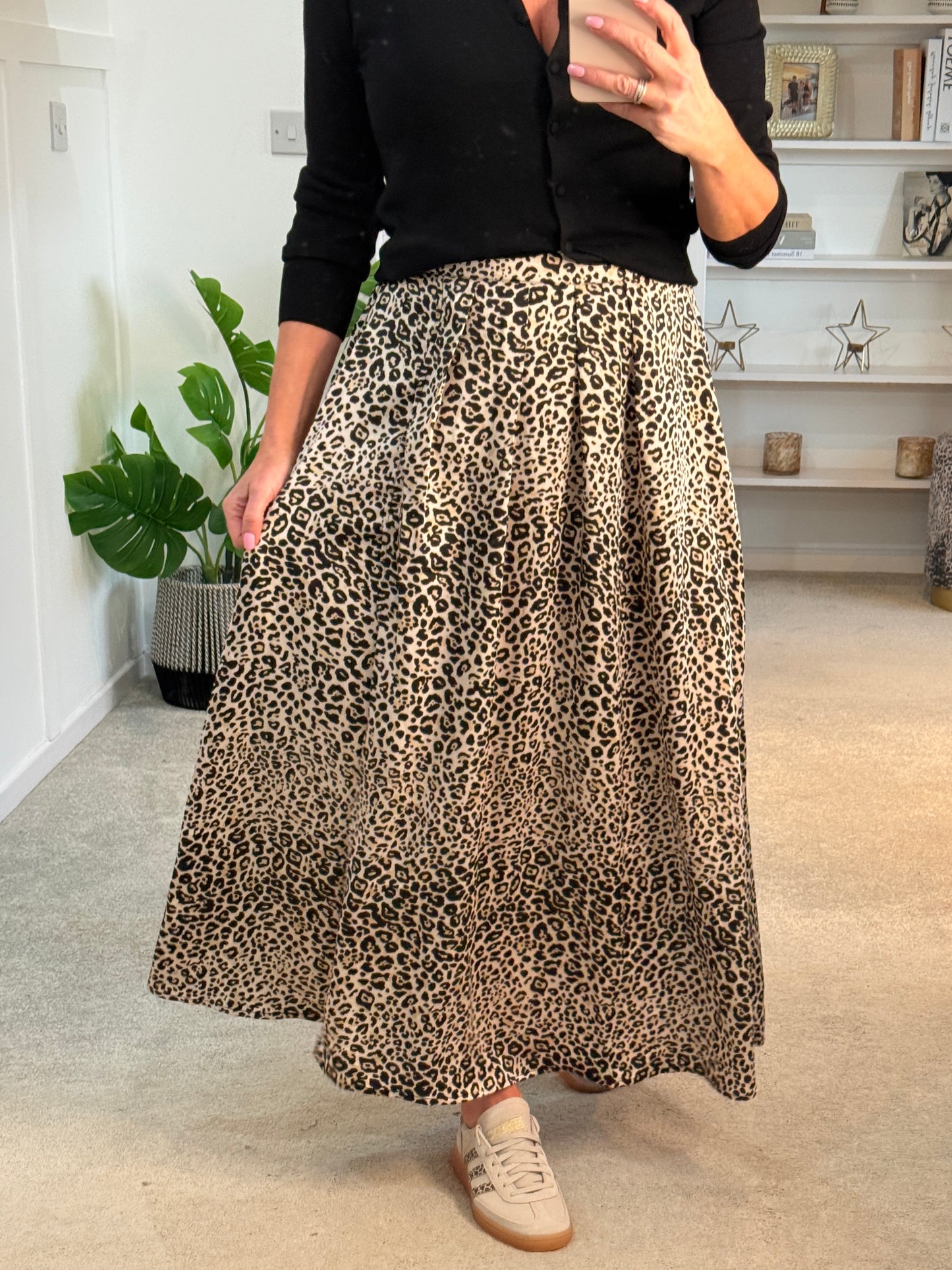 Leopard Print Fluid Long Skirt