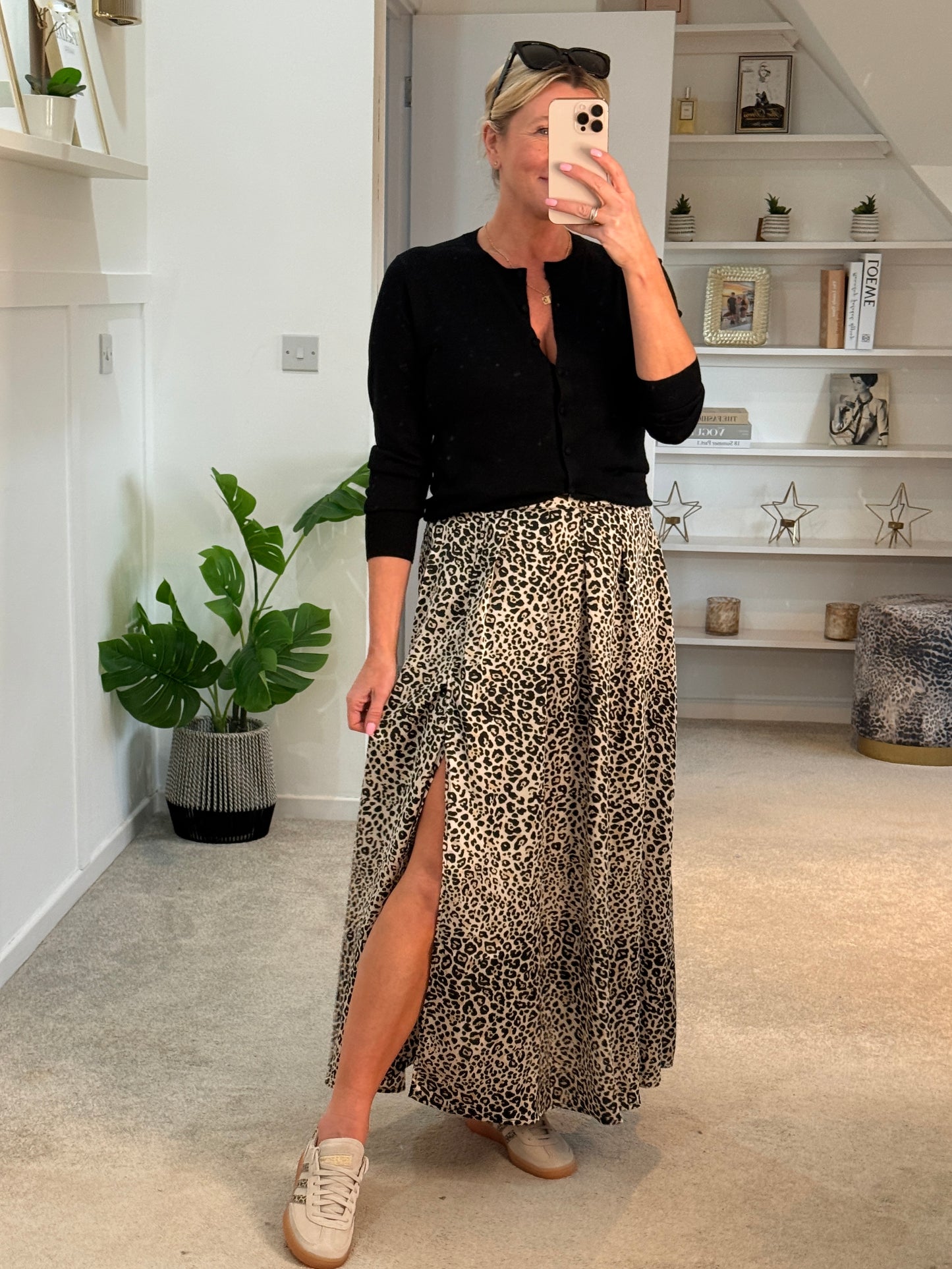 Leopard Print Fluid Long Skirt