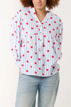 Heart Striped Cheesecloth Blouse