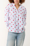 Heart Striped Cheesecloth Blouse