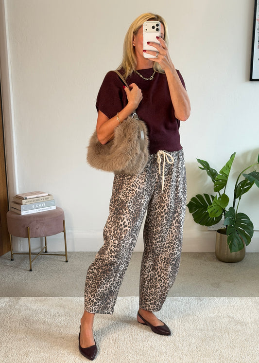 Small Leopard Print Barrel Joggers