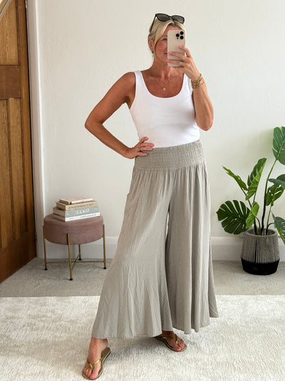 Mocha Stripe Palazzo Culottes