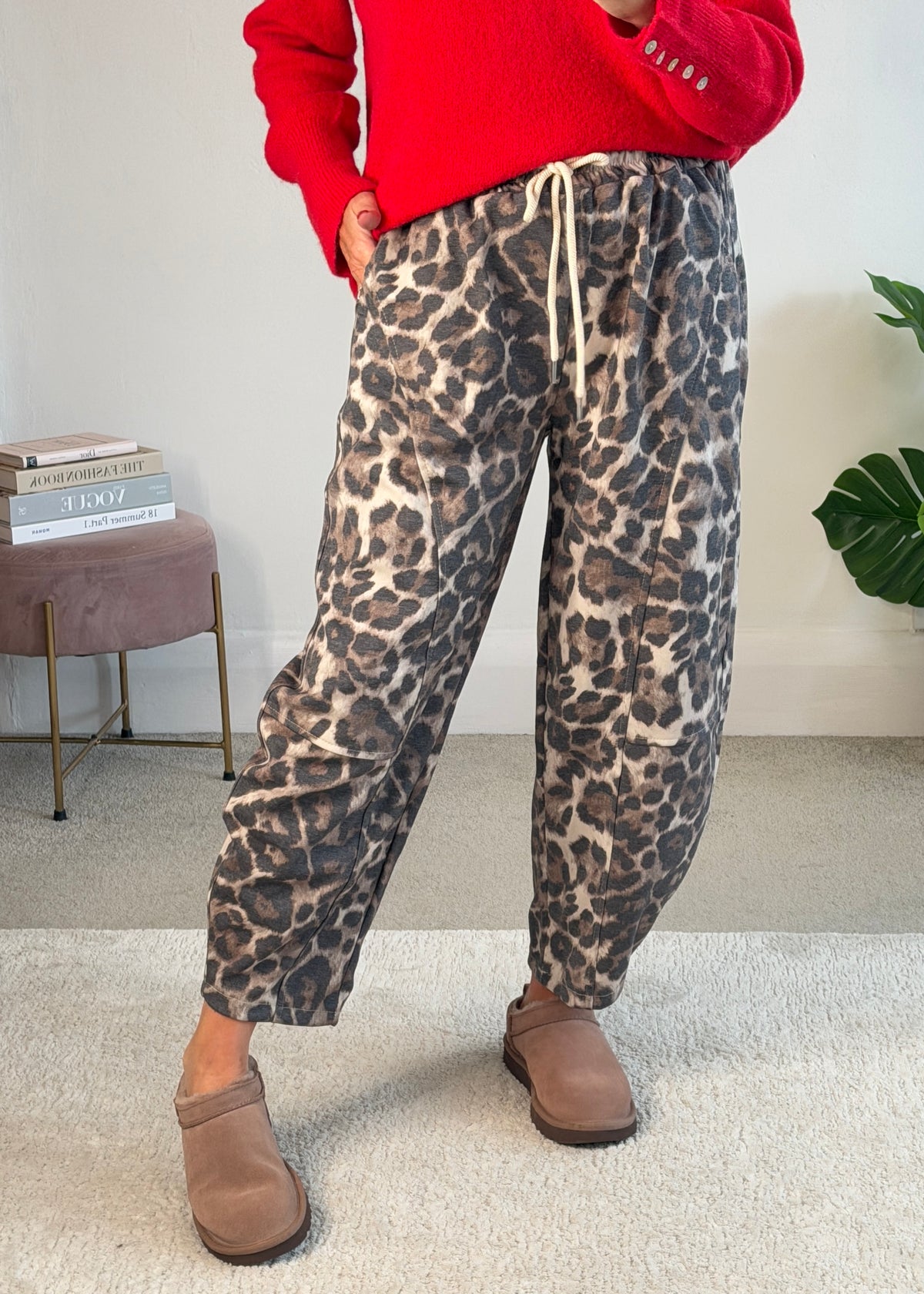 Large Leopard Print Barrel Joggers