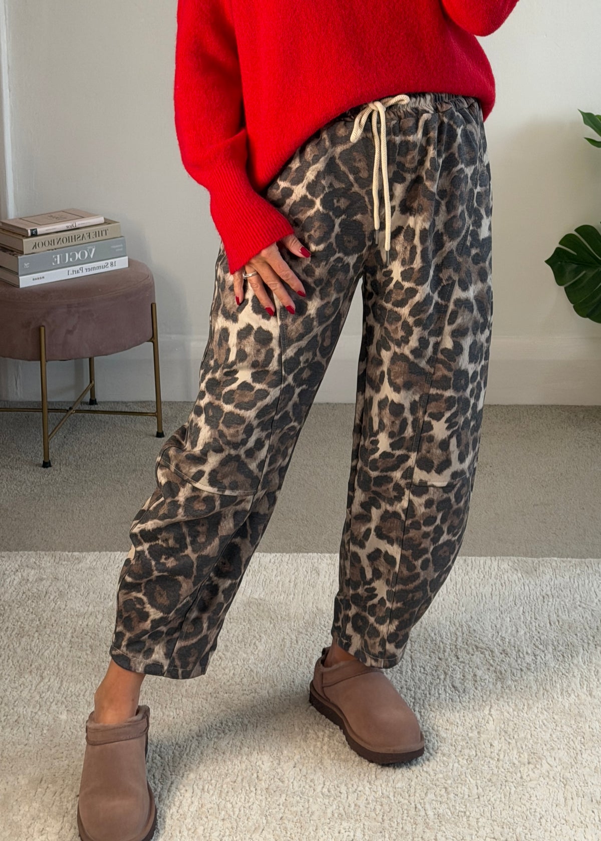 Large Leopard Print Barrel Joggers
