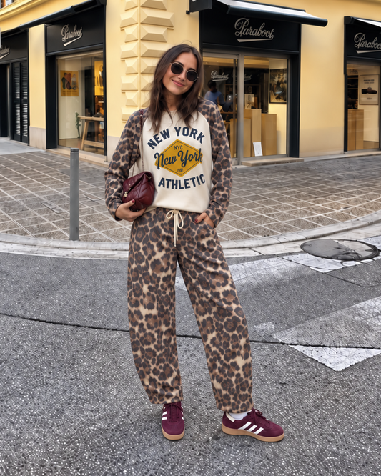 Large Leopard Print Barrel Joggers