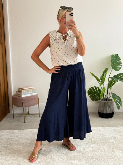 Navy Stripe Palazzo Culottes