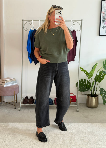 Khaki S/Sleeve Batwing Jumper