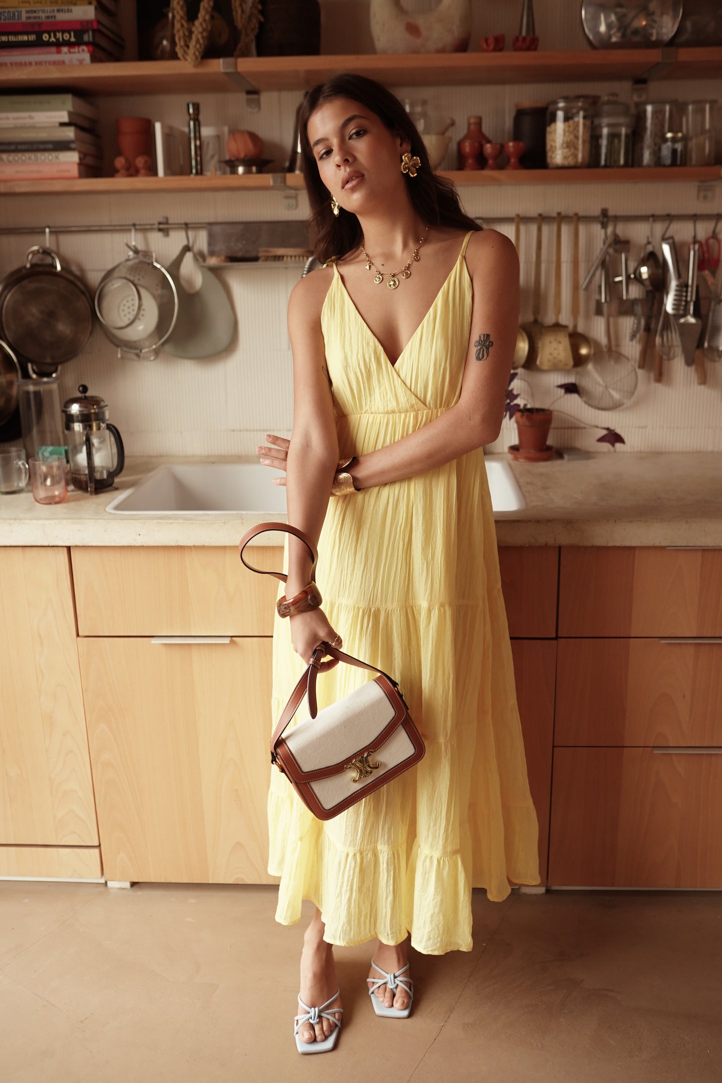 Kelly Green Tie Strap Tiered Maxi Dress