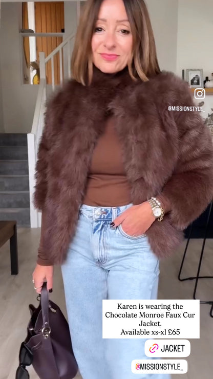 Chocolate Monroe Faux Fur Jacket