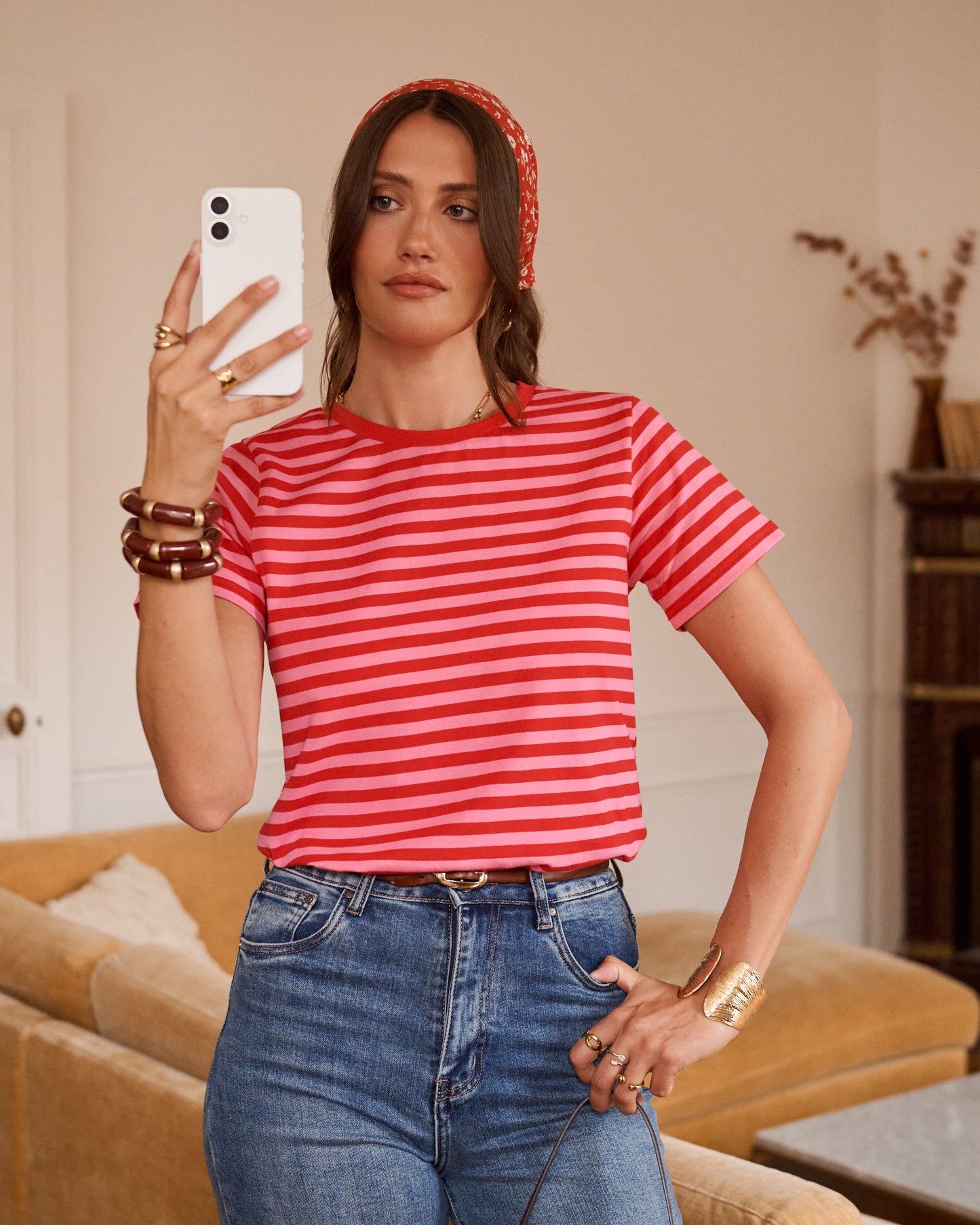 Pink/Red Stripe Classic T-Shirt