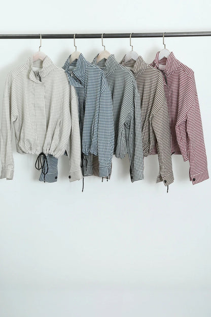 Black Check Funnel Neck Jacket