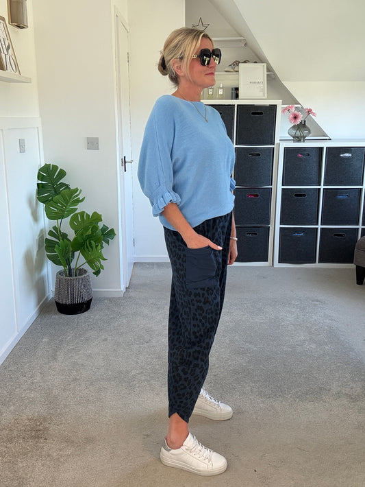 Cornflower Blue Frill Sleeve Jumper