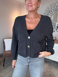 Dark Grey 2 Button Cardigan