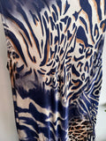 Navy Animal Print Silk Mix Slip Dress