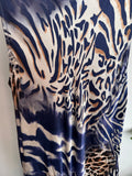 Teal Animal Print Silk Mix Slip Dress