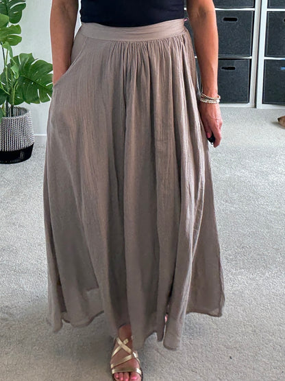 Mocha Cotton Pocket Maxi Skirt