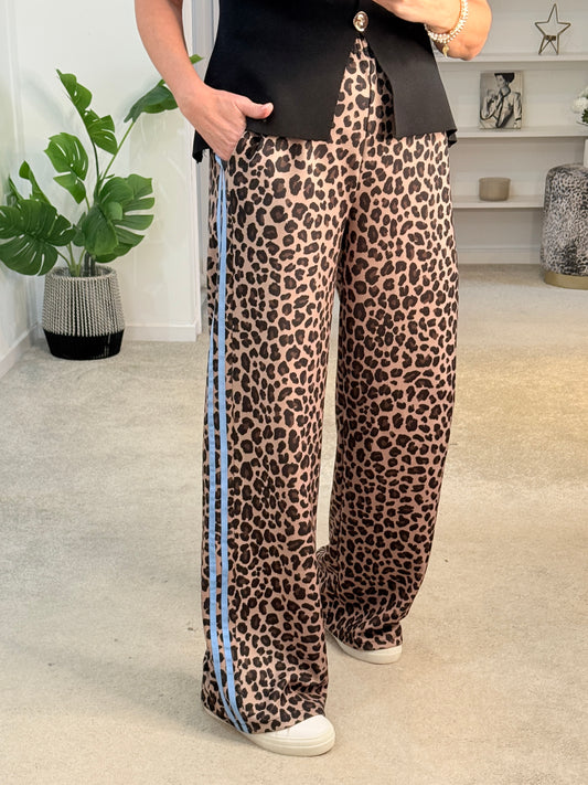 Leopard/Cornflower Blue Track Pant