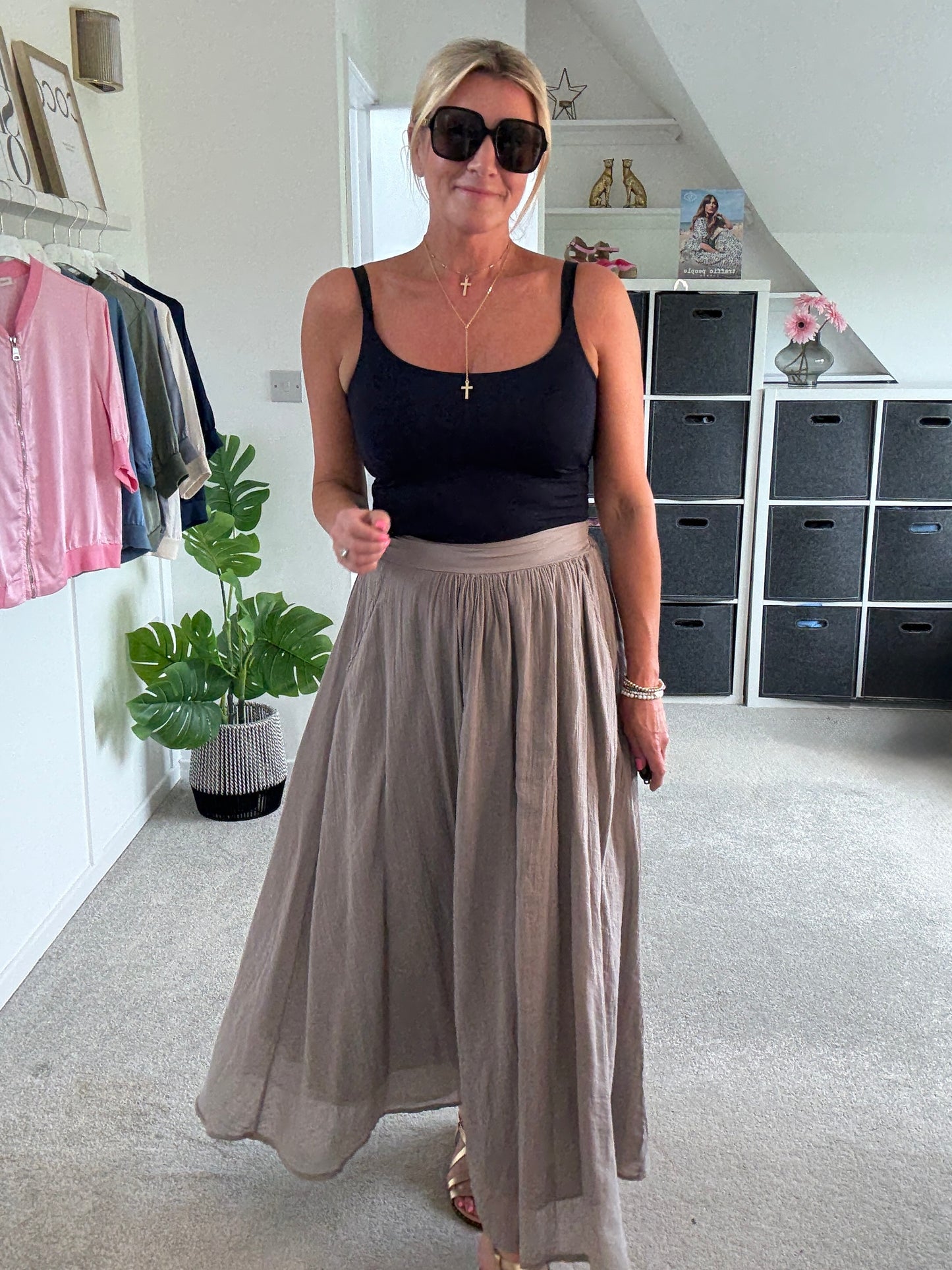 Mocha Cotton Pocket Maxi Skirt