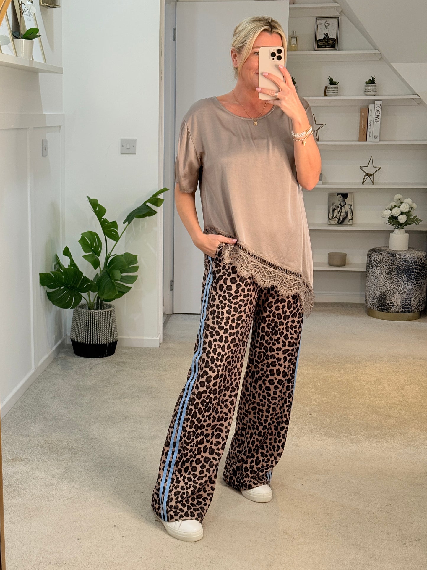 Mocha Satin/Lace Asymmetric Top