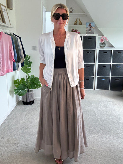 Mocha Cotton Pocket Maxi Skirt