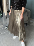 Gold Metallic Pleated Skirt