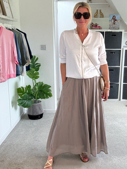Mocha Cotton Pocket Maxi Skirt