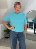 Turquoise Fluffy S/S Jumper