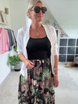 Black Tropical Print Vest Pocket Dress