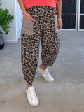 Mocha Leopard Slim Barrel Cargo Joggers