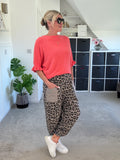 Mocha Leopard Slim Barrel Cargo Joggers